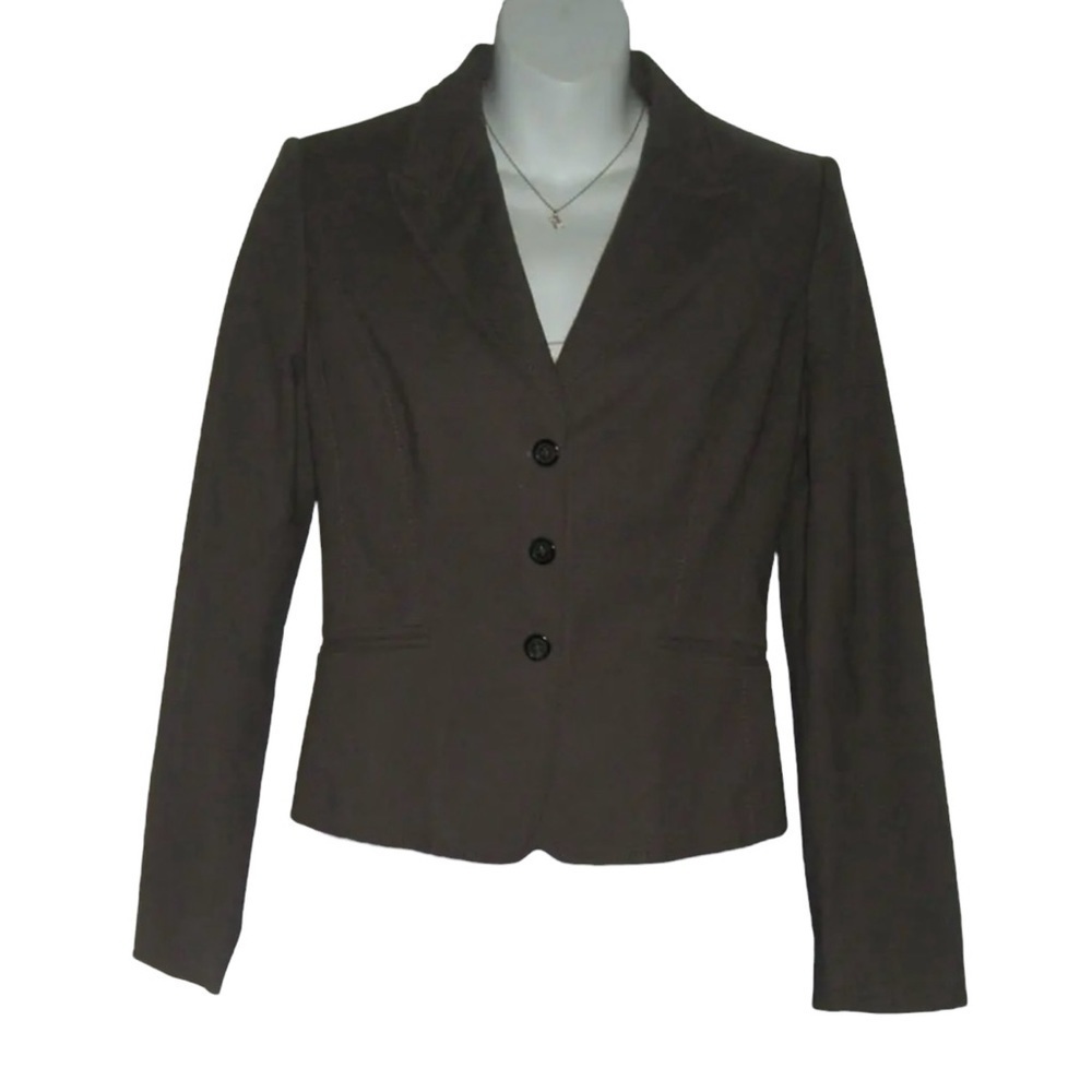 Elie Tahari Blazer Brown Gray Virgin Wool Blend Preppy Academia Business Work 8